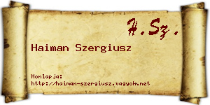 Haiman Szergiusz névjegykártya